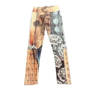 ELEONORA FERRAGATTA $148 Yoga LEGGINGS Floral Architecture‎ Pants Women Sz large